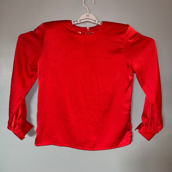 Doncaster Red Silk Blouse Top Sz 6 Elegant Christmas Cocktail Y2K 90s Artsy - Picture 1 of 11